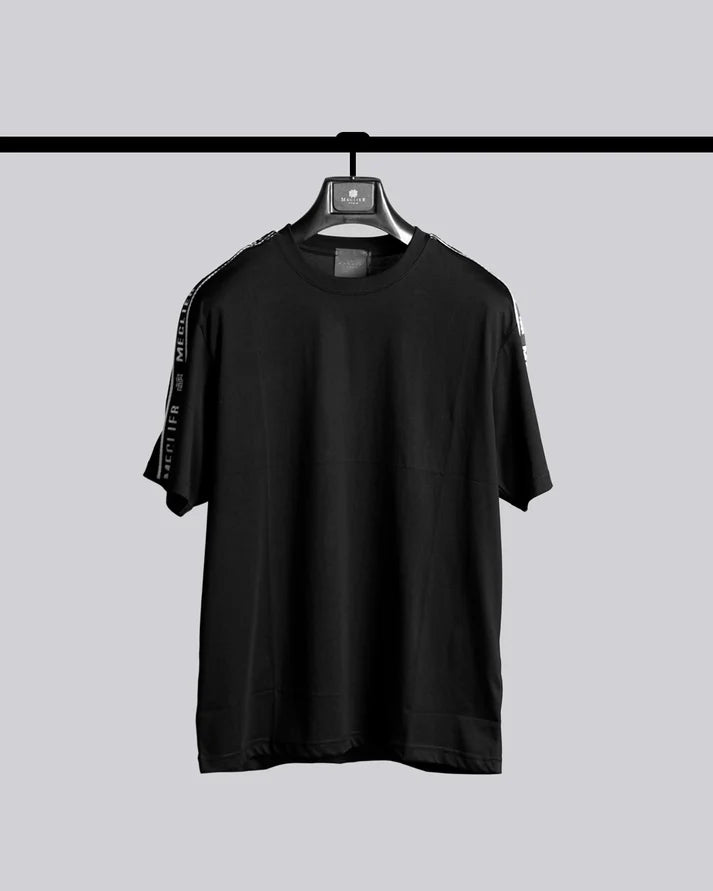 Camiseta Meclier Negra Franja Bordada